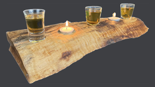 Embrace Timeless Elegance: Shabby Chic Live-edge Tealight Holder and Shot Glass Tray